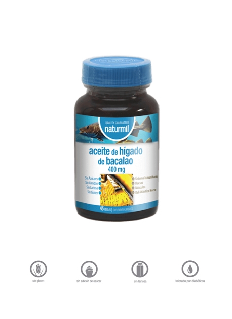 Aceite de Hígado de Bacalao Naturmil 45 perlas 400 mg Dietmed